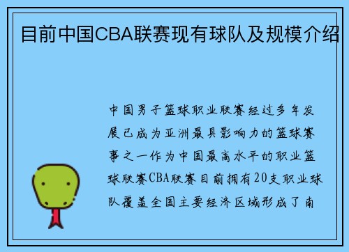 目前中国CBA联赛现有球队及规模介绍